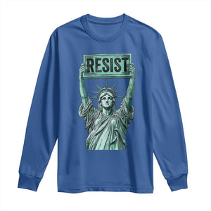 Statue of Liberty Resist Long Sleeve Shirt - Retro Political Protest Solidarity Tee TS02 Royal Blue Print Your Wear