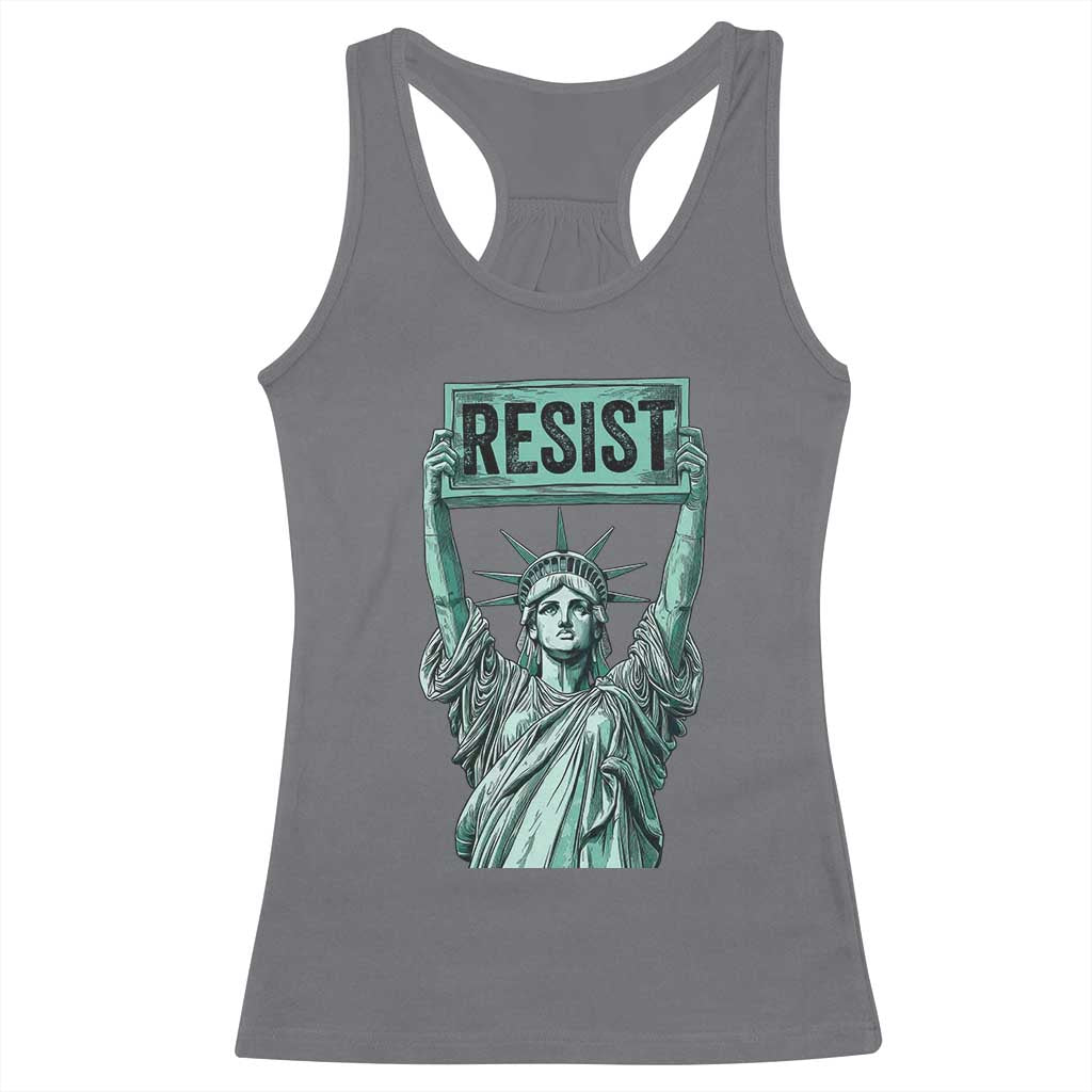 Statue of Liberty Resist Racerback Tank Top Retro TS02 Charcoal Print Your Wear