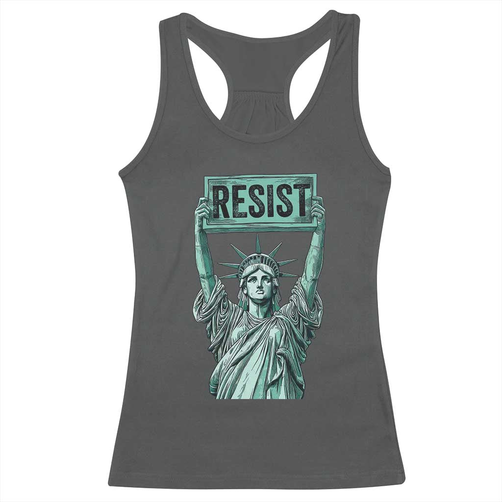 Statue of Liberty Resist Racerback Tank Top Retro TS02 Dark Heather Print Your Wear