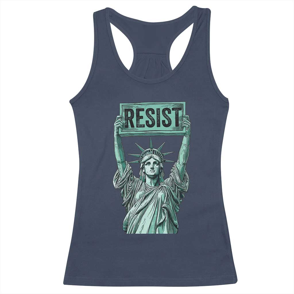Statue of Liberty Resist Racerback Tank Top Retro TS02 Navy Print Your Wear