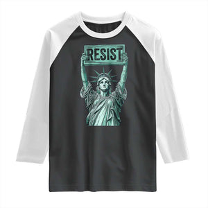 Statue of Liberty Resist Raglan Shirt Retro TS02 Black White Print Your Wear