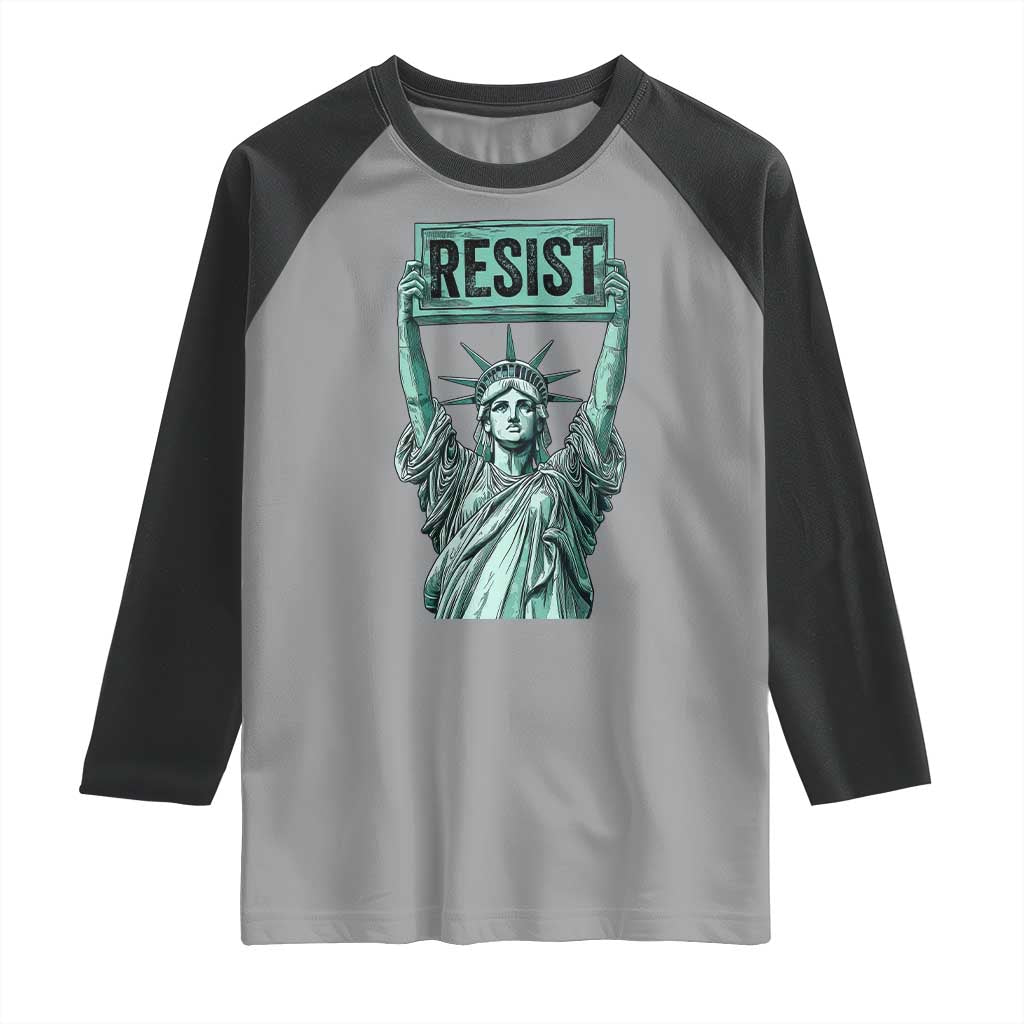 Statue of Liberty Resist Raglan Shirt Retro TS02 Sport Gray Black Print Your Wear