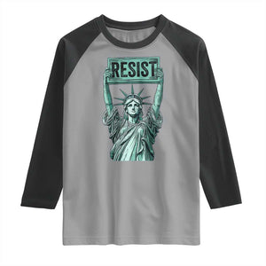 Statue of Liberty Resist Raglan Shirt Retro TS02 Sport Gray Black Print Your Wear
