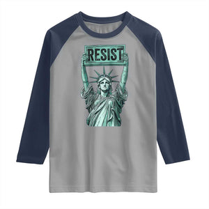 Statue of Liberty Resist Raglan Shirt Retro TS02 Sport Gray Navy Print Your Wear