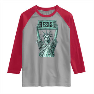 Statue of Liberty Resist Raglan Shirt Retro TS02 Sport Gray Red Print Your Wear