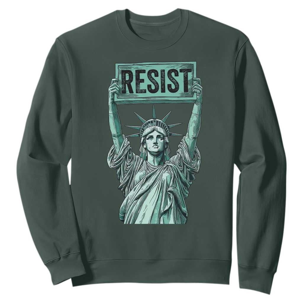 Statue of Liberty Resist Sweatshirt Retro TS02 Dark Forest Green Print Your Wear