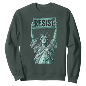Statue of Liberty Resist Sweatshirt Retro TS02 Dark Forest Green Print Your Wear