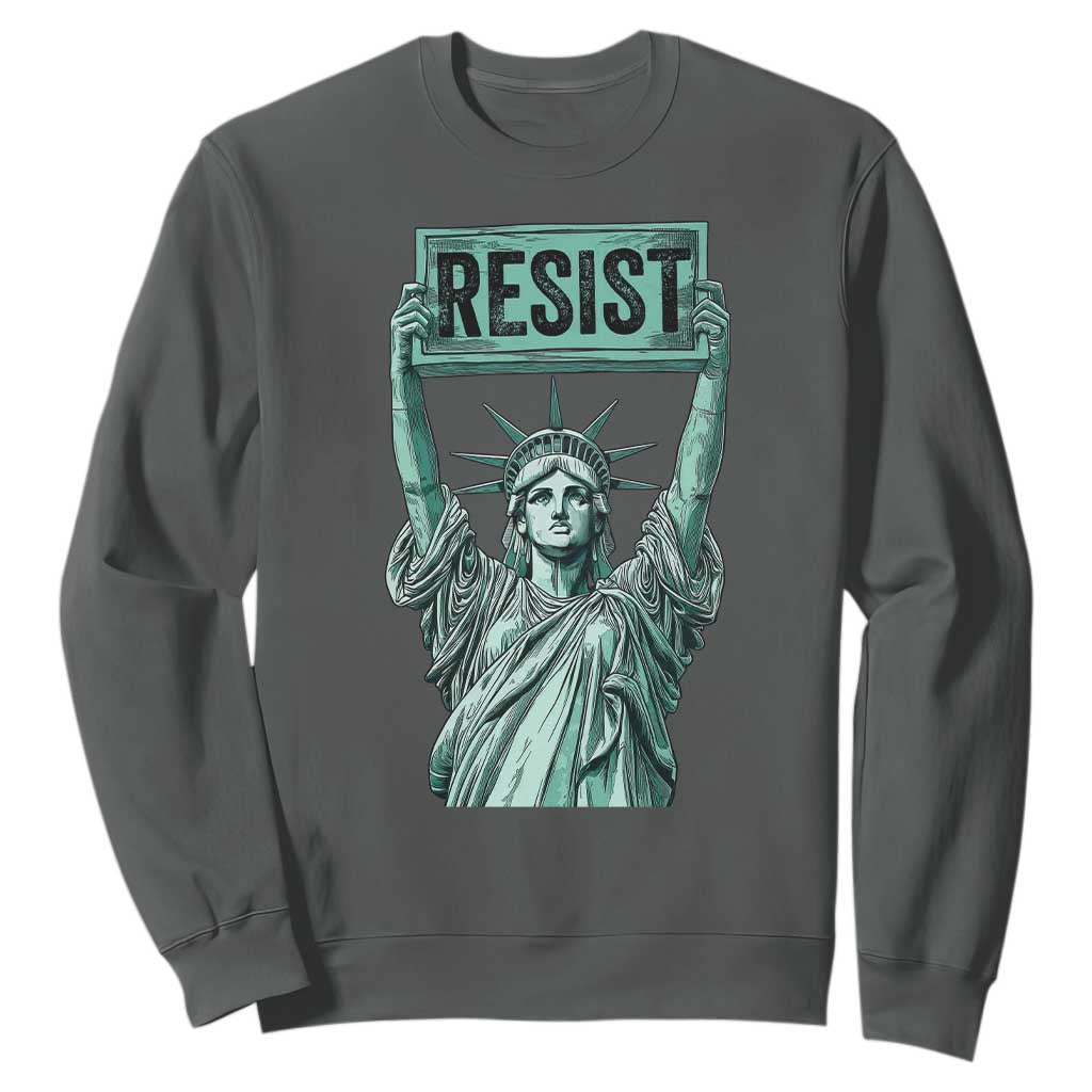 Statue of Liberty Resist Sweatshirt Retro TS02 Dark Heather Print Your Wear