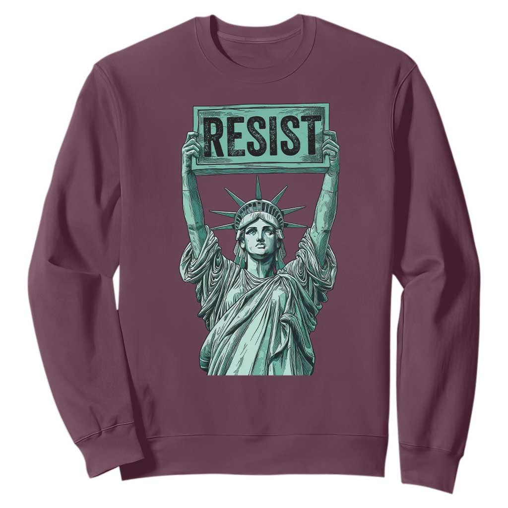 Statue of Liberty Resist Sweatshirt Retro TS02 Maroon Print Your Wear
