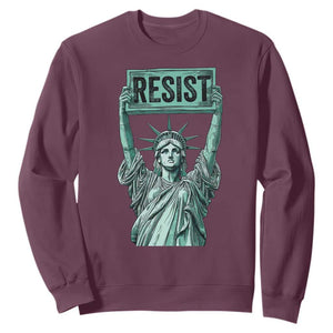 Statue of Liberty Resist Sweatshirt Retro TS02 Maroon Print Your Wear