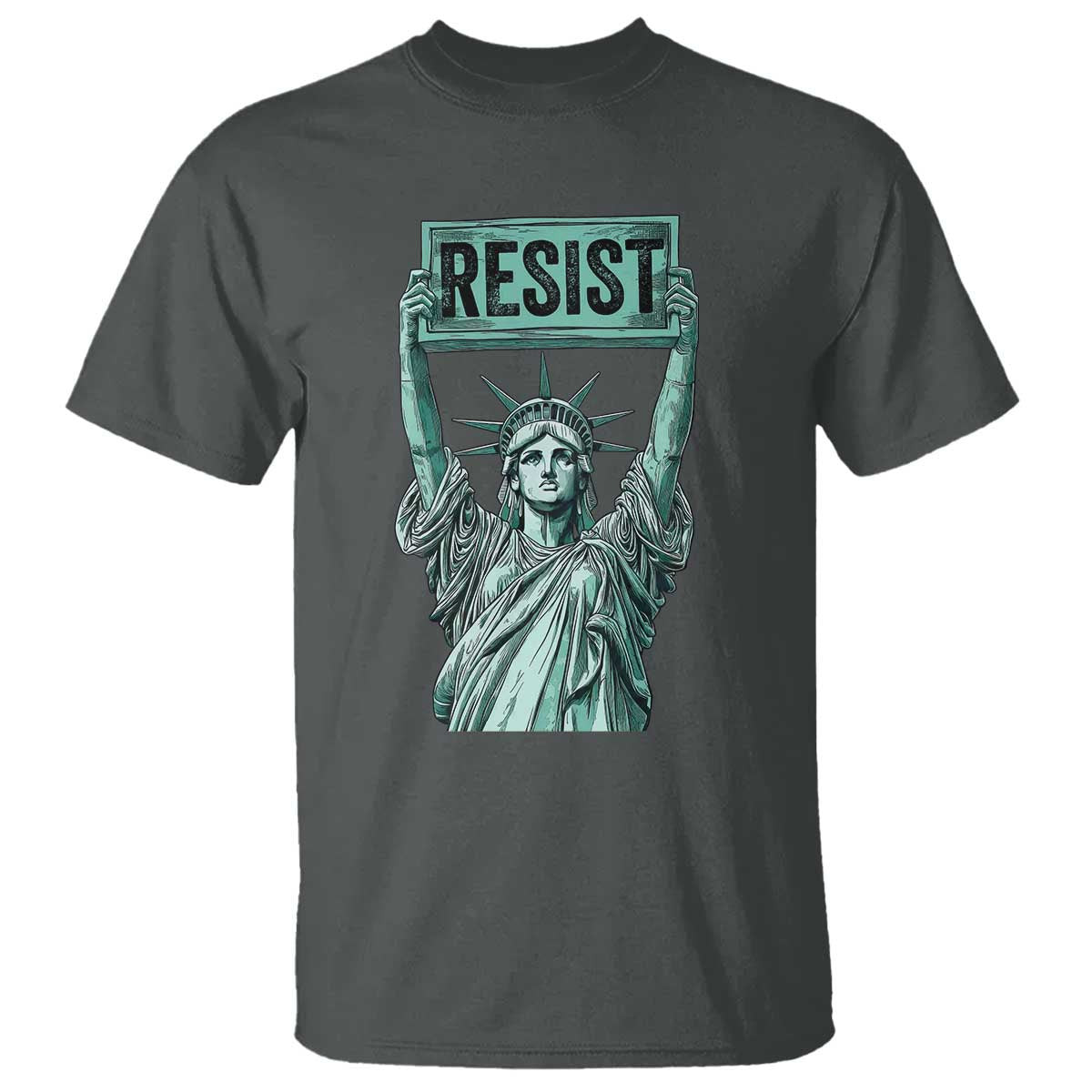 Statue of Liberty Resist T Shirt Retro TS02 Dark Heather Print Your Wear