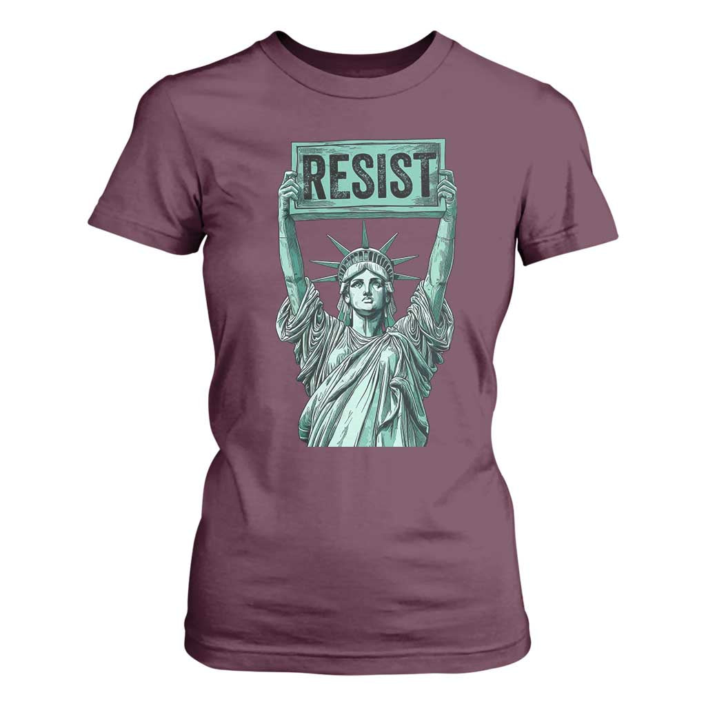 Statue of Liberty Resist T Shirt For Women Retro TS02 Maroon Print Your Wear