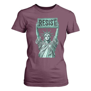 Statue of Liberty Resist T Shirt For Women Retro TS02 Maroon Print Your Wear