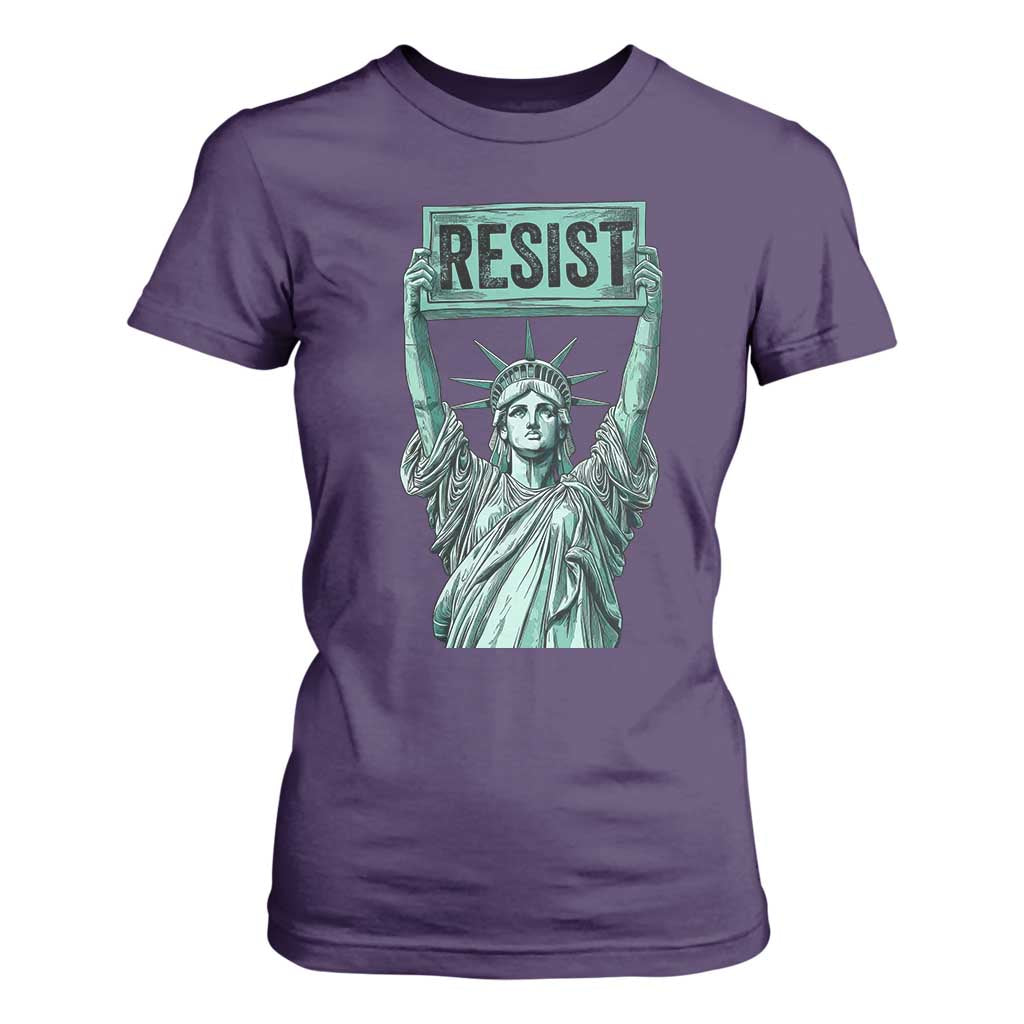 Statue of Liberty Resist T Shirt For Women Retro TS02 Purple Print Your Wear