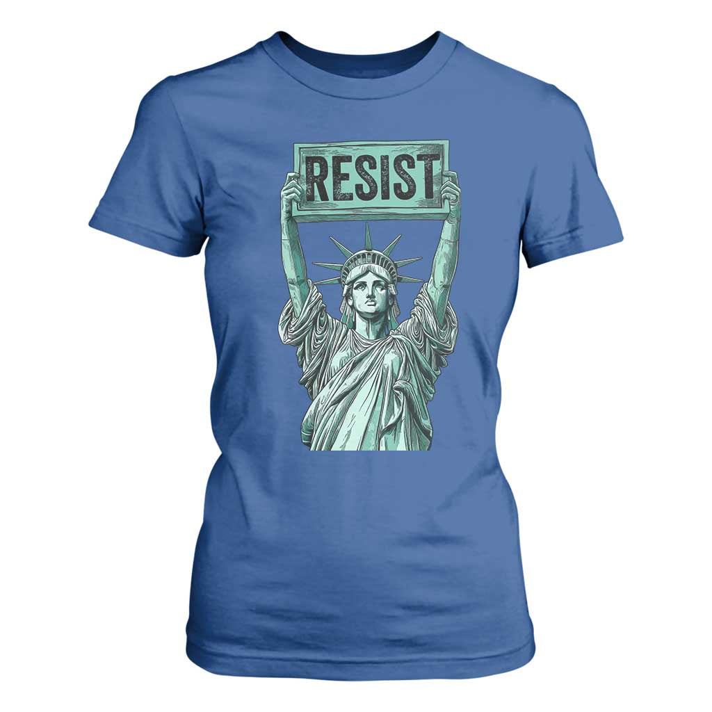 Statue of Liberty Resist T Shirt For Women Retro TS02 Royal Blue Print Your Wear