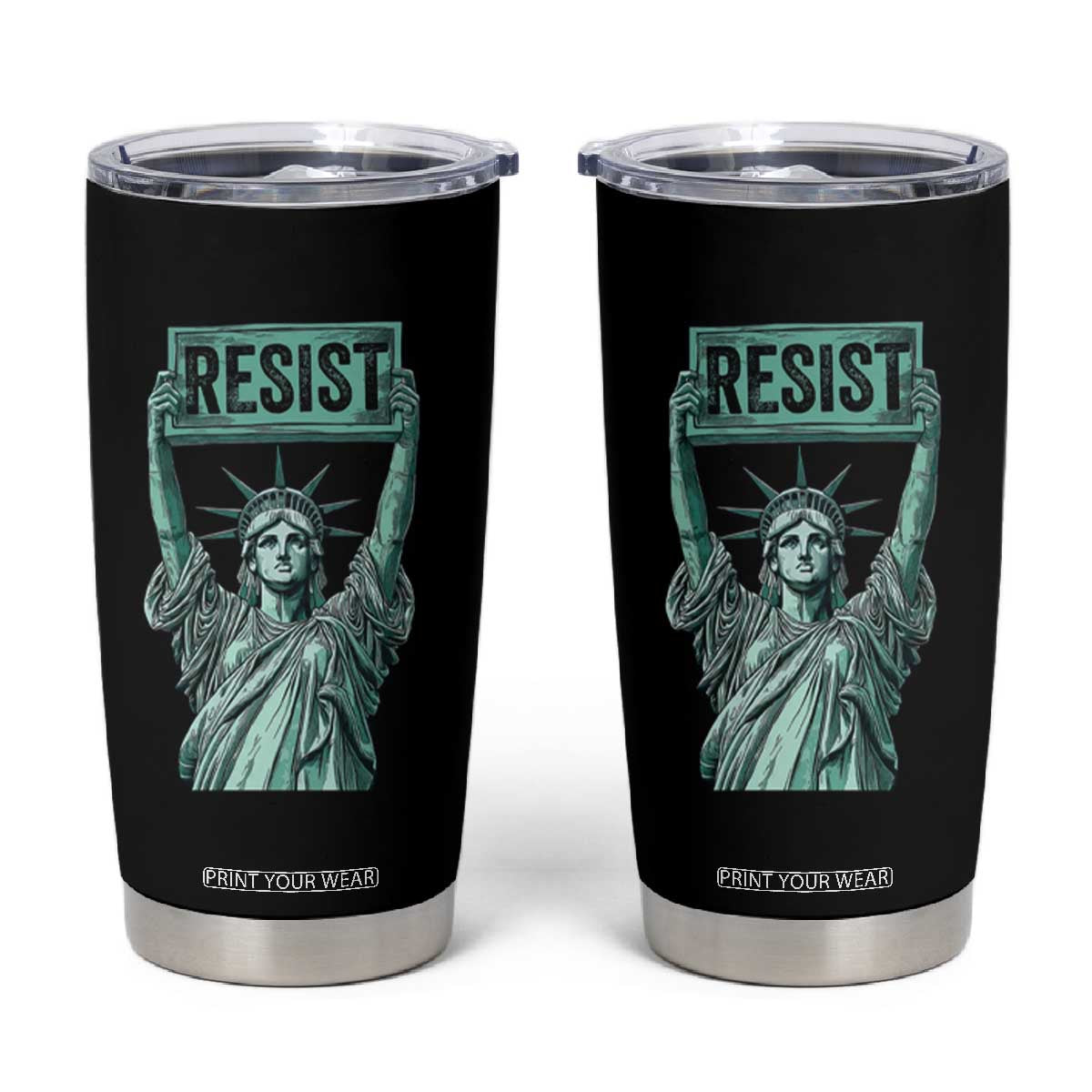Statue of Liberty Resist Tumbler Cup Retro TS02 Black Print Your Wear