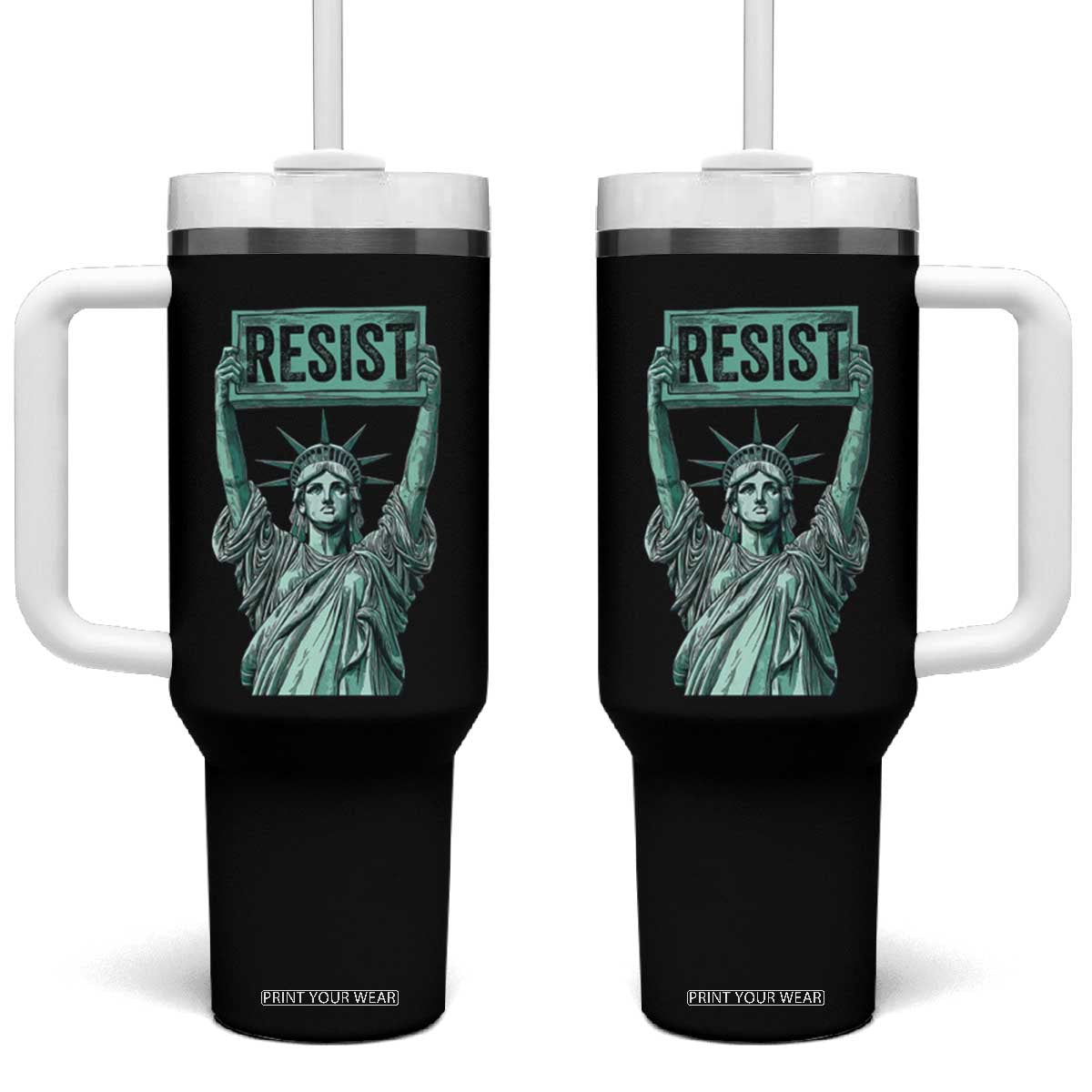 Statue of Liberty Resist Tumbler With Handle Retro TS02 One Size: 40 oz Black Print Your Wear