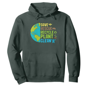 Earth Day Hoodie Save Bees Rescue Animals Recycle Plant Tree Planet Earth Day TS02 Dark Forest Green Printyourwear
