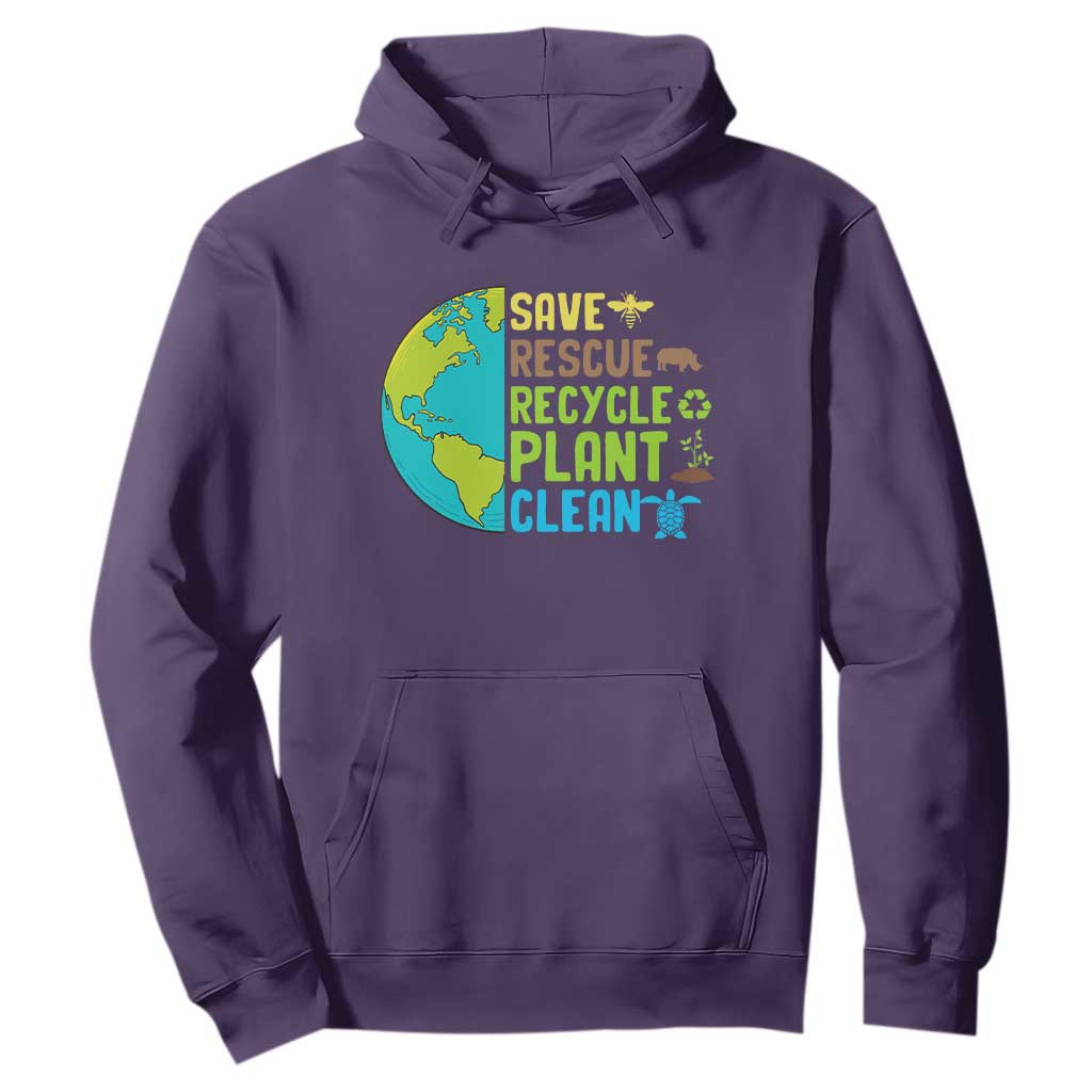 Earth Day Hoodie Save Bees Rescue Animals Recycle Plant Tree Planet Earth Day TS02 Purple Printyourwear