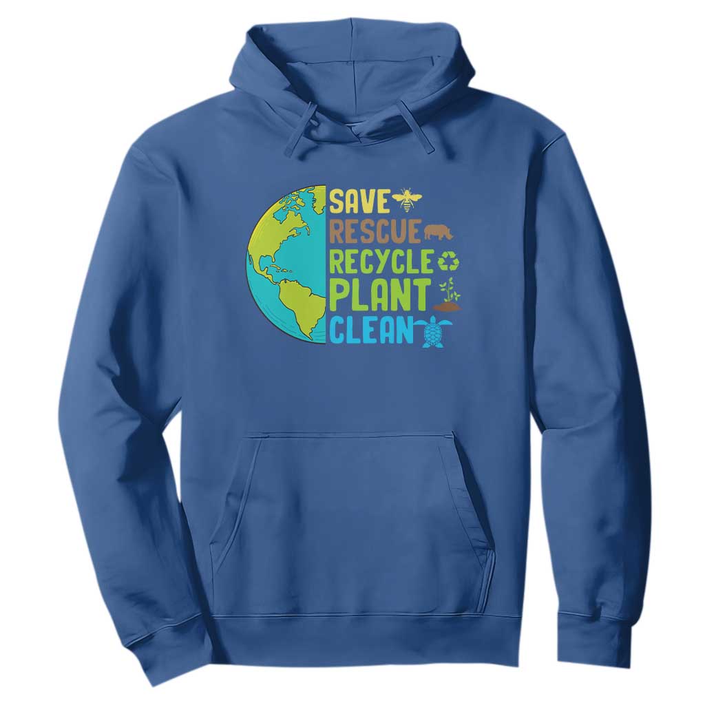 Earth Day Hoodie Save Bees Rescue Animals Recycle Plant Tree Planet Earth Day TS02 Royal Blue Printyourwear