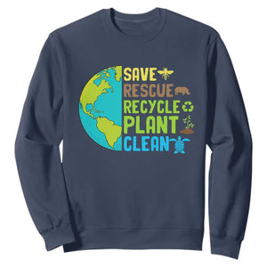 Earth Day Sweatshirt Save Bees Rescue Animals Recycle Plant Tree Planet Earth Day TS02 Navy Printyourwear