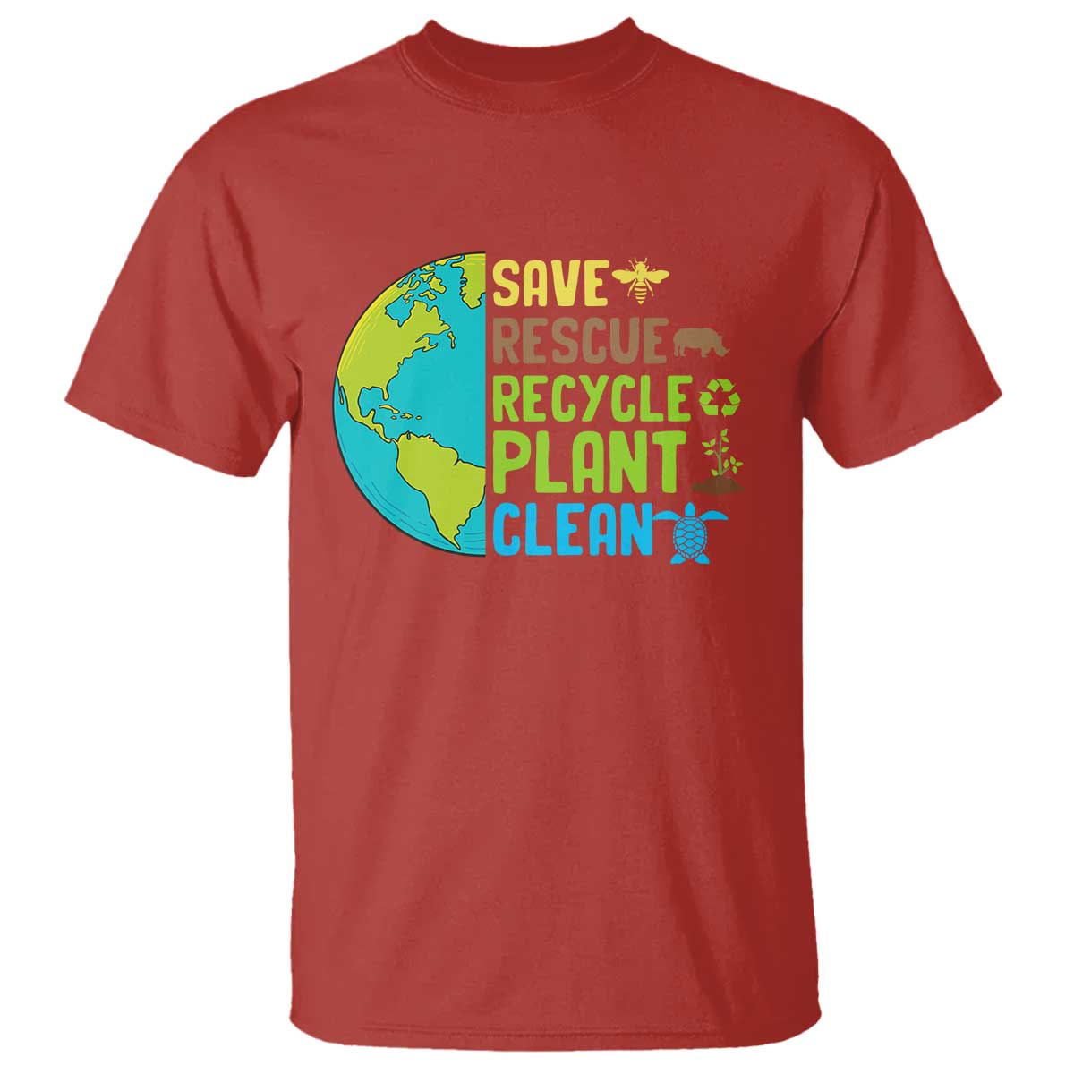 Earth Day T Shirt Save Bees Rescue Animals Recycle Plant Tree Planet Earth Day TS02 Red Printyourwear