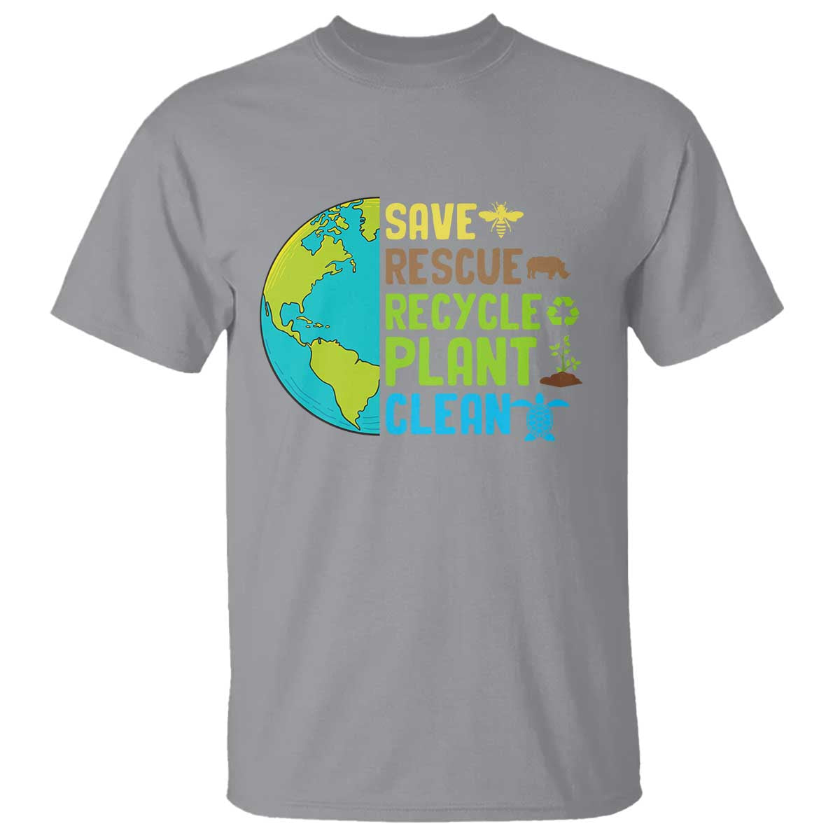 Earth Day T Shirt Save Bees Rescue Animals Recycle Plant Tree Planet Earth Day TS02 Sport Gray Printyourwear