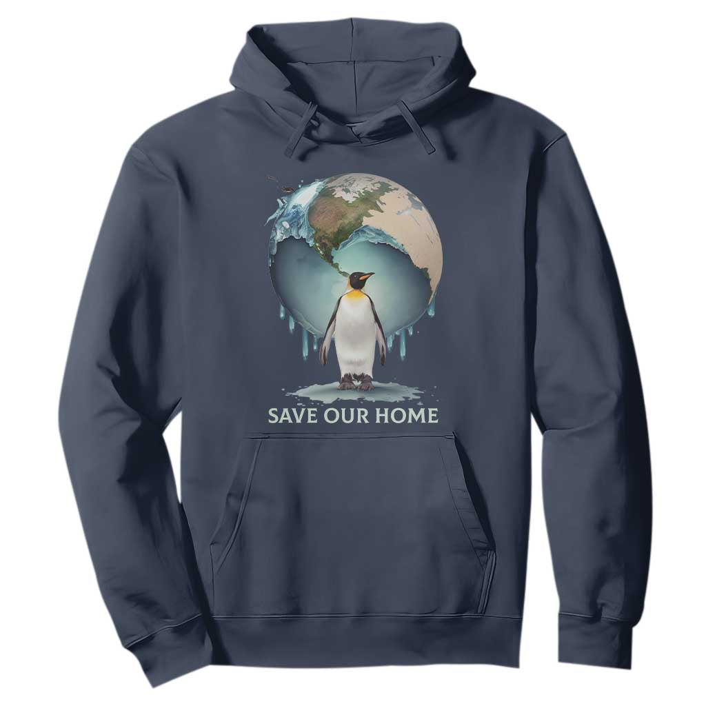 Earth Day Hoodie Animal Wildlife Conservation Penguin Save Our Home Earth Day TS02 Navy Printyourwear
