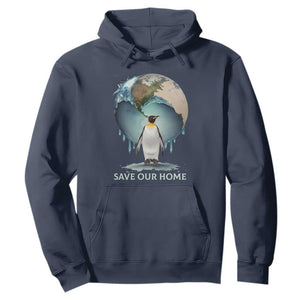 Earth Day Hoodie Animal Wildlife Conservation Penguin Save Our Home Earth Day TS02 Navy Printyourwear