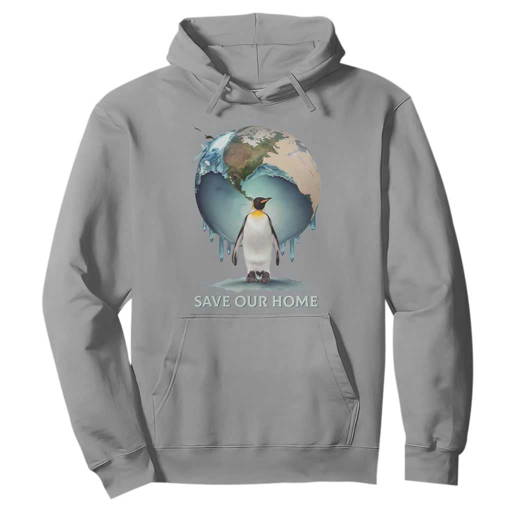 Earth Day Hoodie Animal Wildlife Conservation Penguin Save Our Home Earth Day TS02 Sport Gray Printyourwear
