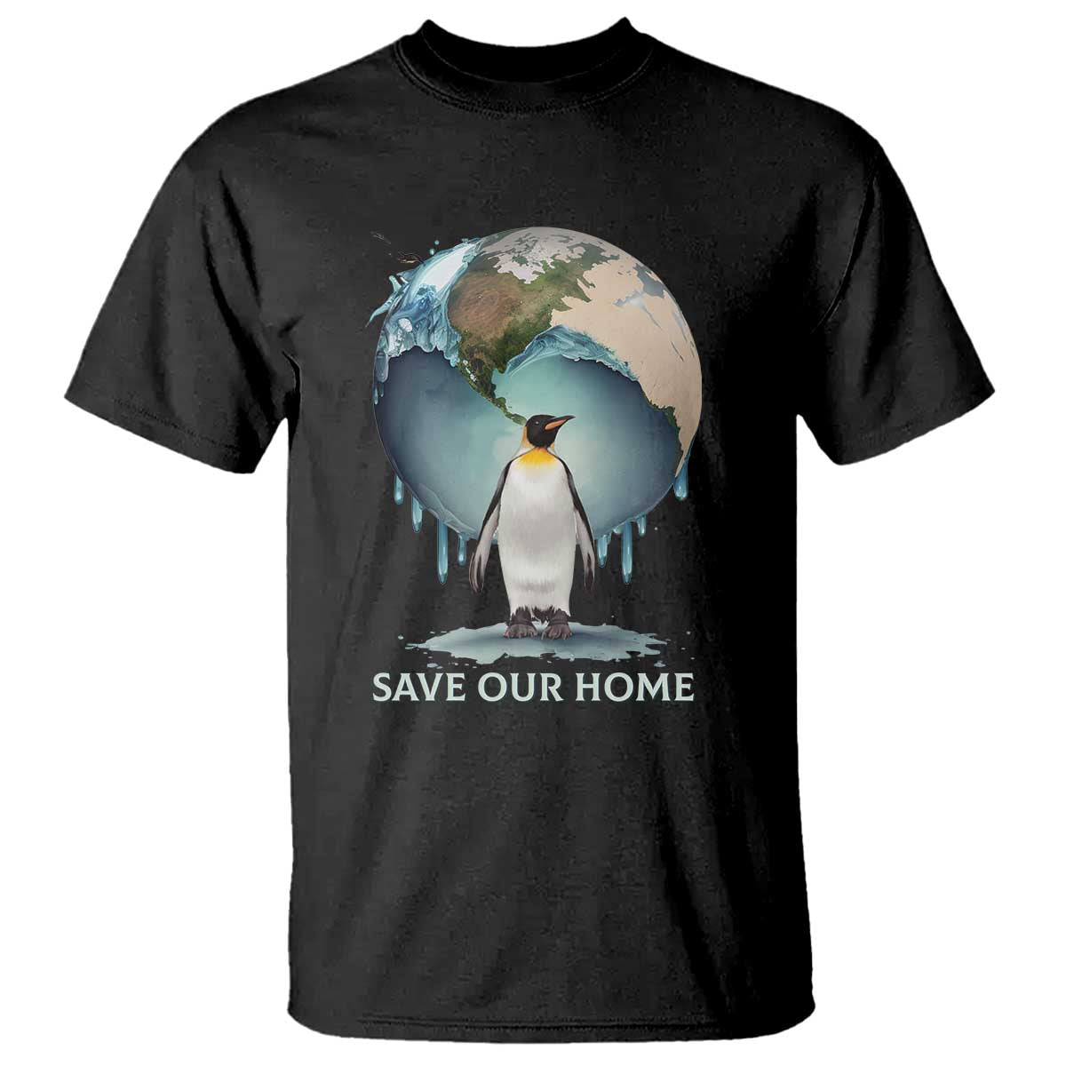 Earth Day T Shirt Animal Wildlife Conservation Penguin Save Our Home Earth Day TS02 Black Printyourwear