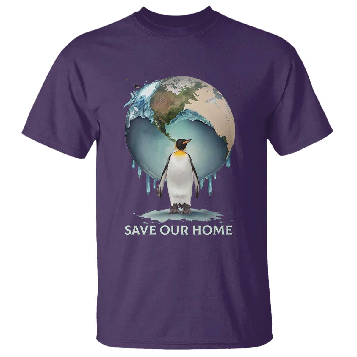 Earth Day T Shirt Animal Wildlife Conservation Penguin Save Our Home Earth Day TS02 Purple Printyourwear