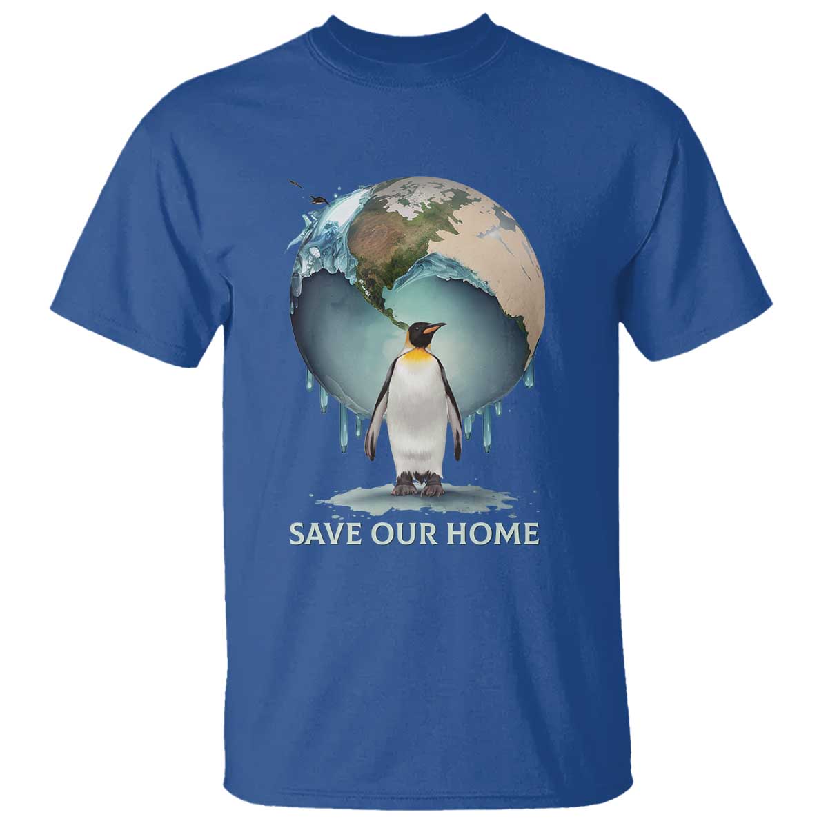 Earth Day T Shirt Animal Wildlife Conservation Penguin Save Our Home Earth Day TS02 Royal Blue Printyourwear