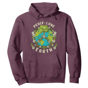 Earth Day Hoodie Peace Love Earth Happy Earth Day Plant More Trees Go Planet TS02 Maroon Printyourwear