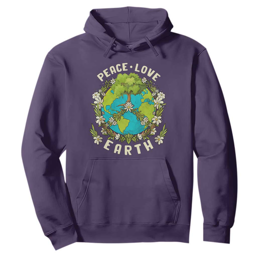 Earth Day Hoodie Peace Love Earth Happy Earth Day Plant More Trees Go Planet TS02 Purple Printyourwear