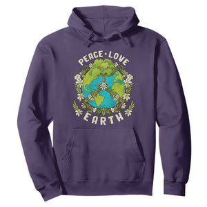Earth Day Hoodie Peace Love Earth Happy Earth Day Plant More Trees Go Planet TS02 Purple Printyourwear
