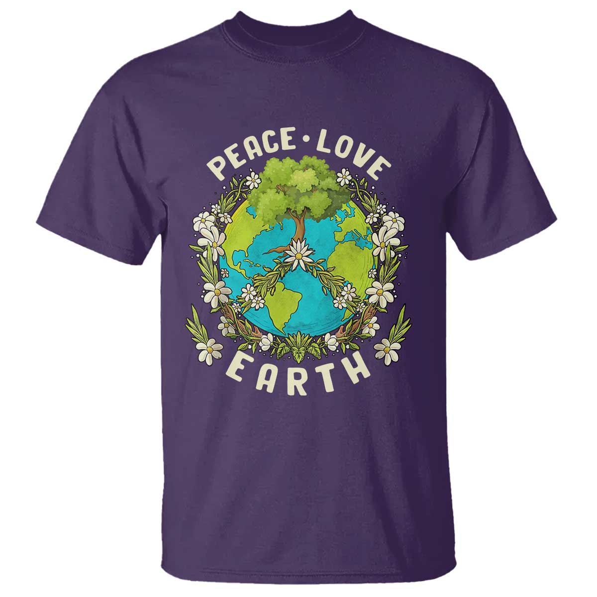 Earth Day T Shirt Peace Love Earth Happy Earth Day Plant More Trees Go Planet TS02 Purple Printyourwear