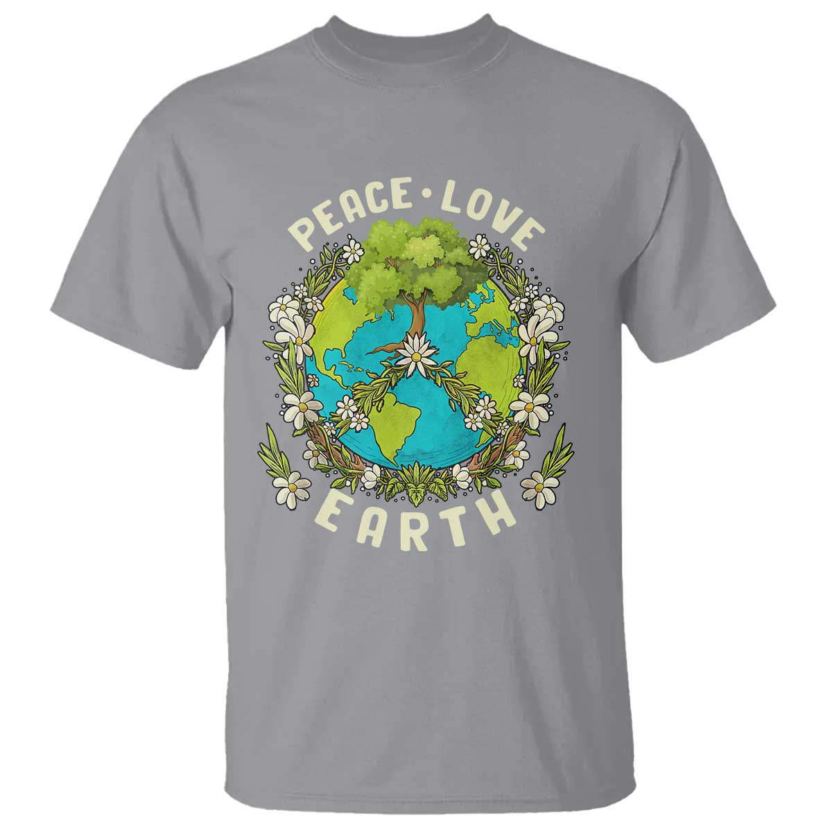 Earth Day T Shirt Peace Love Earth Happy Earth Day Plant More Trees Go Planet TS02 Sport Gray Printyourwear