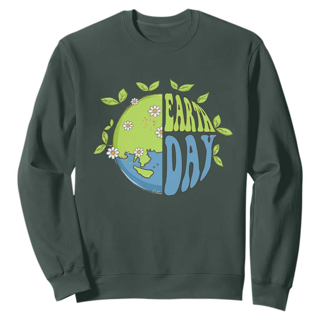 Earth Day Sweatshirt Earth Day Raise Environmental Crisis Awareness Go Planet TS02 Dark Forest Green Printyourwear