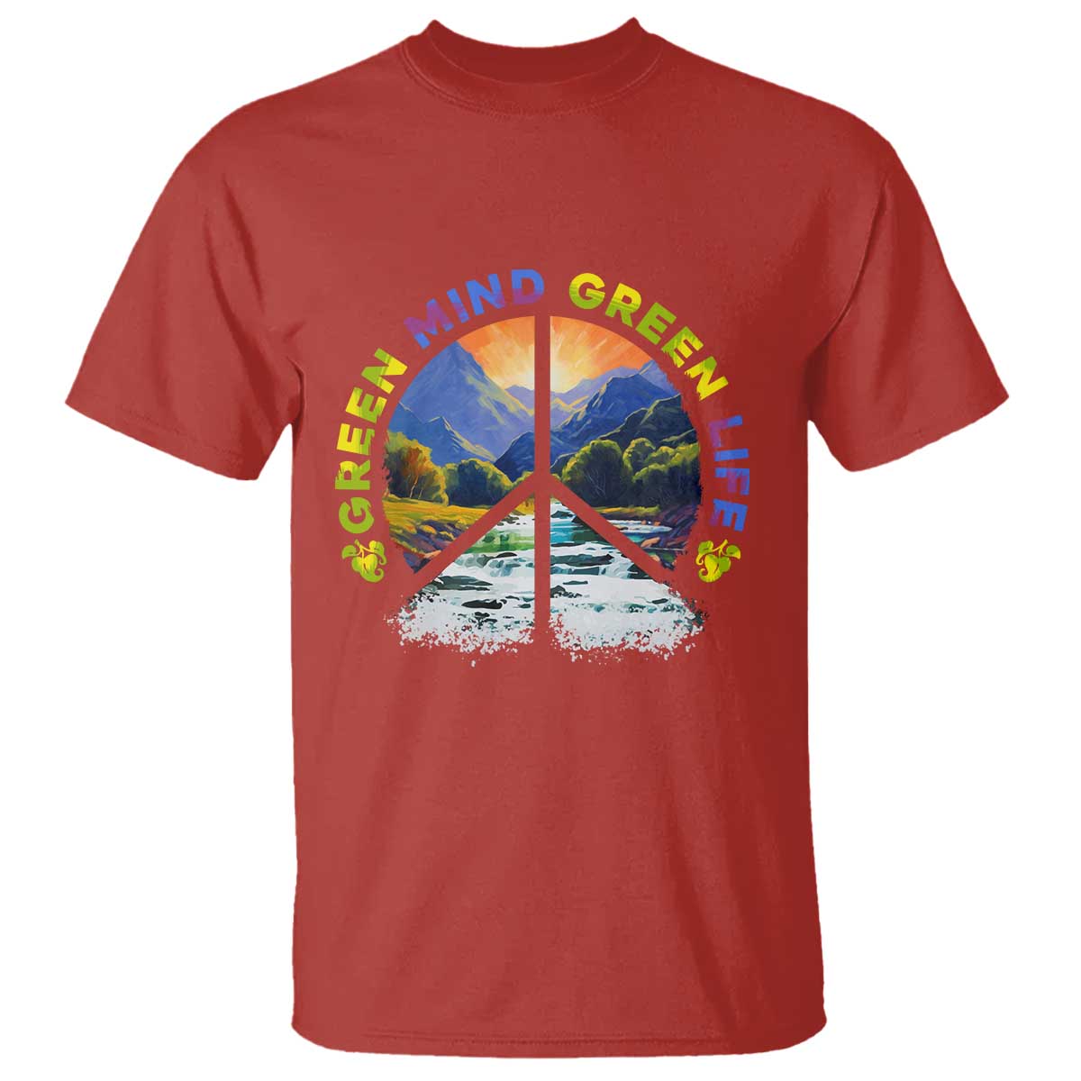Peace Love Earth Day T Shirt Green Mind Green Life Go Planet Nature TS02 Red Printyourwear