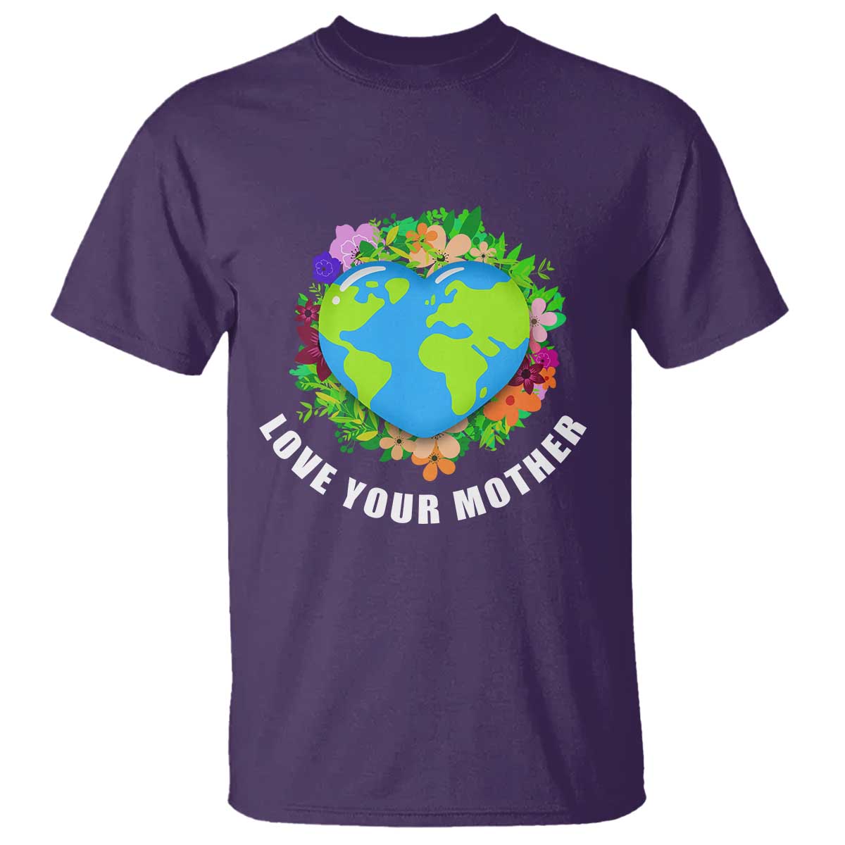 Earth Day T Shirt Love Your Mother Go Planet Go Green Earth Heart TS02 Purple Printyourwear