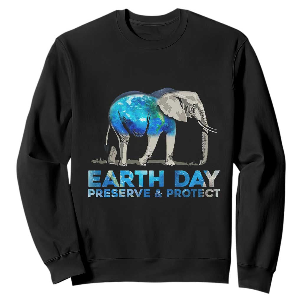 Earth Day Sweatshirt Animals Wildlife Elephant Conservation TS02 Black Printyourwear