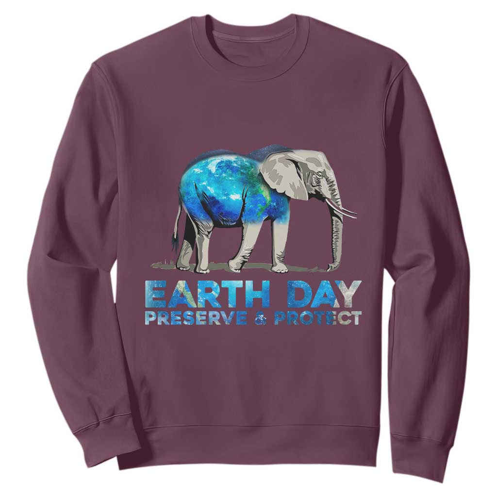 Earth Day Sweatshirt Animals Wildlife Elephant Conservation TS02 Maroon Printyourwear