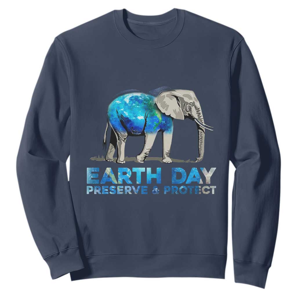 Earth Day Sweatshirt Animals Wildlife Elephant Conservation TS02 Navy Printyourwear