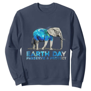 Earth Day Sweatshirt Animals Wildlife Elephant Conservation TS02 Navy Printyourwear