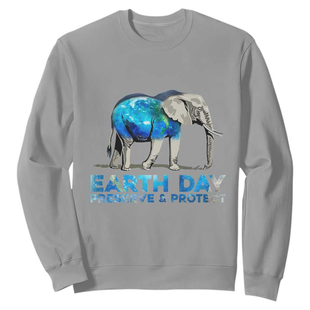 Earth Day Sweatshirt Animals Wildlife Elephant Conservation TS02 Sport Gray Printyourwear