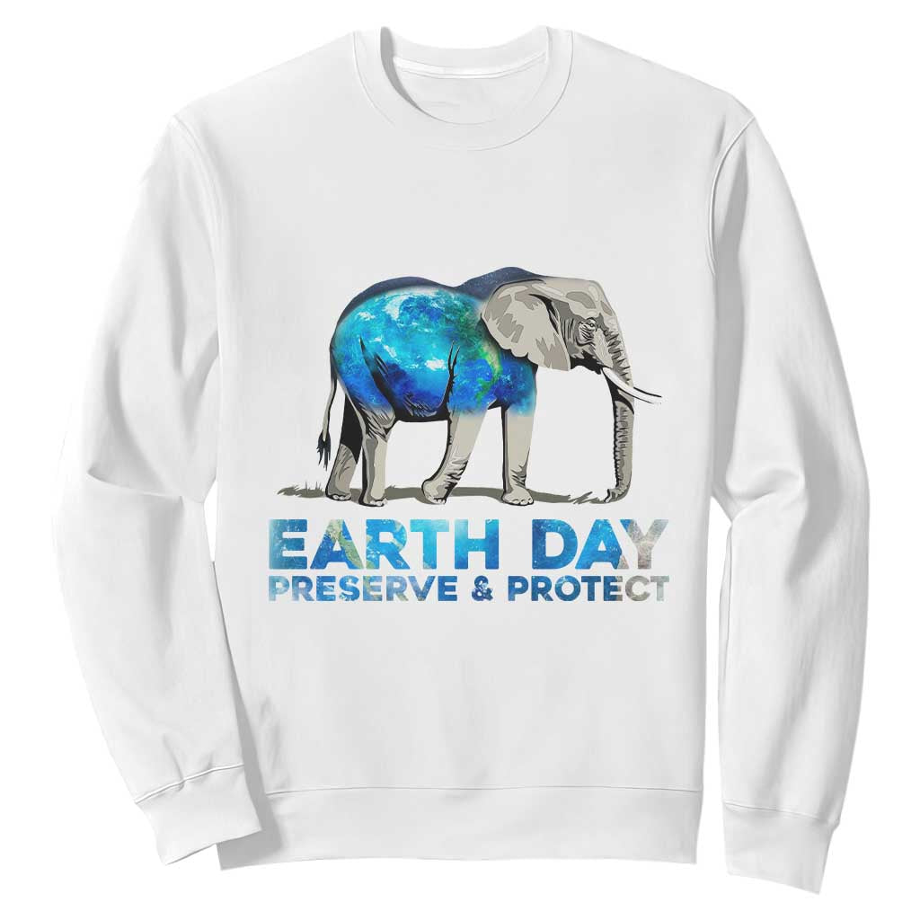 Earth Day Sweatshirt Animals Wildlife Elephant Conservation TS02 White Printyourwear
