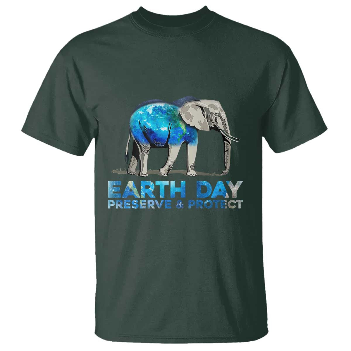 Earth Day T Shirt Animals Wildlife Elephant Conservation TS02 Dark Forest Green Printyourwear
