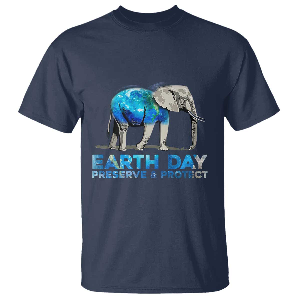 Earth Day T Shirt Animals Wildlife Elephant Conservation TS02 Navy Printyourwear