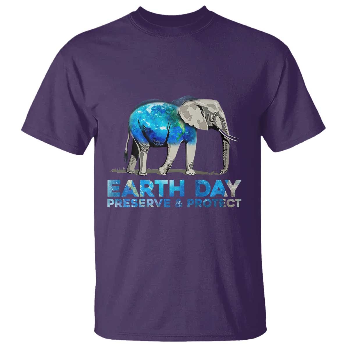 Earth Day T Shirt Animals Wildlife Elephant Conservation TS02 Purple Printyourwear